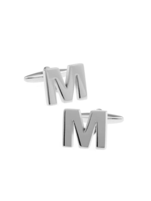 steel Brass Smooth Letter M Trend Cuff Link