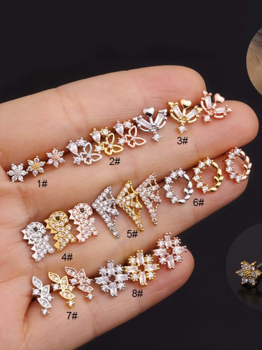 HISON Copper with Cubic Zirconia White Flower Dainty Stud Earring