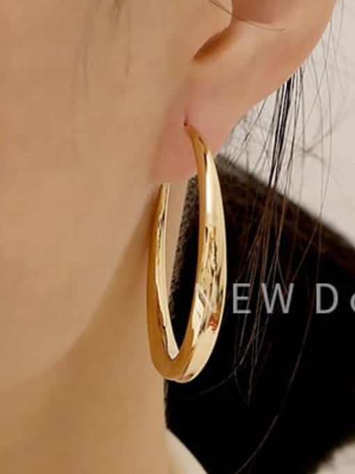 HYACINTH Brass Hollow Geometric Minimalist Hoop Trend Korean Fashion Earring 1