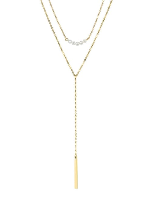 golden Stainless steel Tassel Minimalist Multi Strand Necklace
