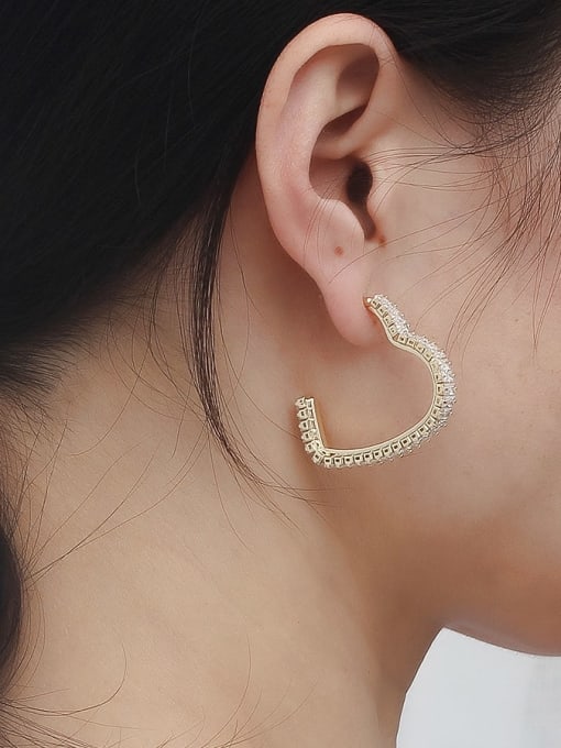 HYACINTH Copper Rhinestone Heart Minimalist Stud Trend Korean Fashion Earring 2