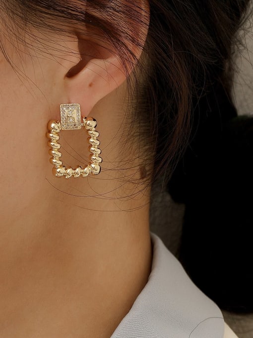 HYACINTH Brass Twist Geometric Minimalist Drop Trend Korean Fashion Earring 1