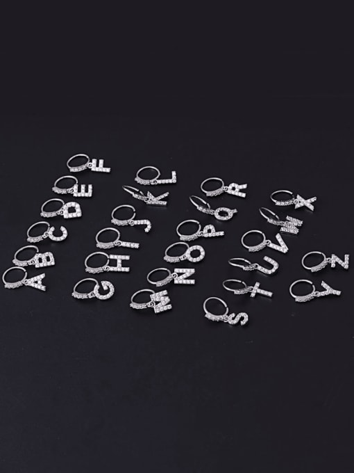 HISON Brass Cubic Zirconia Letter Minimalist Nose Rings 4