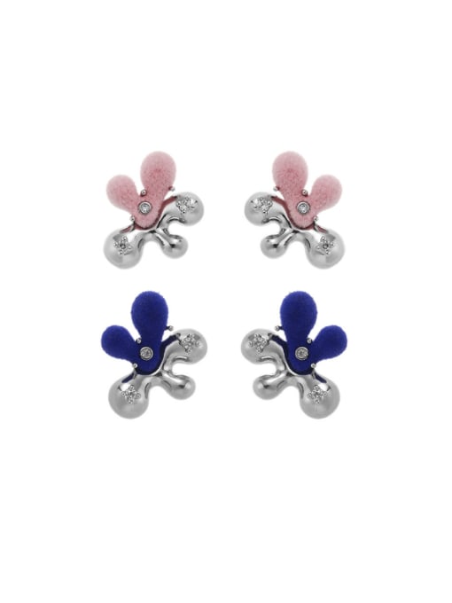 Five Color Brass Enamel Flower Vintage Stud Earring