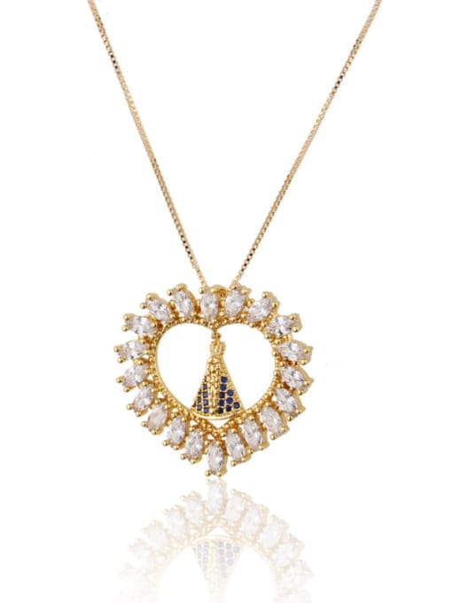 Gold plated white zirconium Brass Cubic Zirconia Heart Dainty Necklace