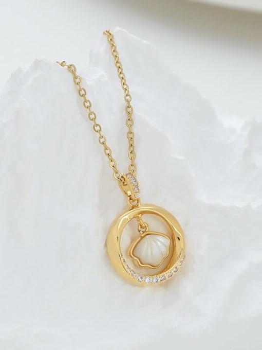 YOUH Brass Shell Geometric Minimalist Necklace 1