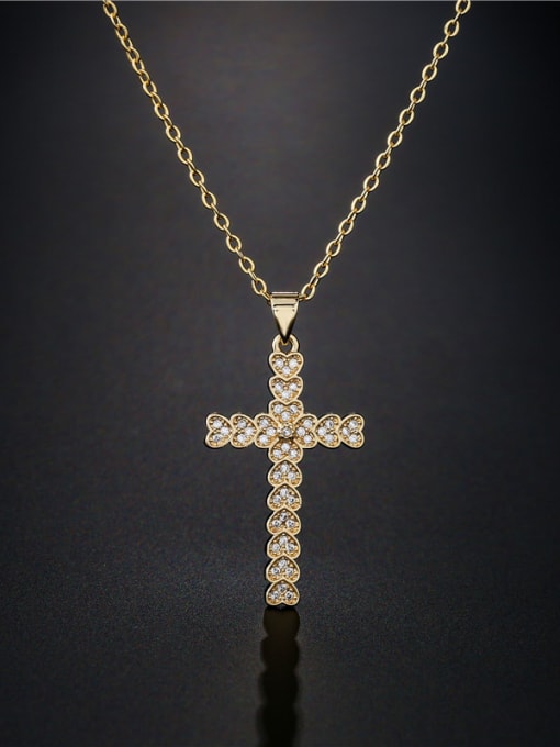 AOG Brass Cubic Zirconia Vintage Cross  Pendant Necklace 1