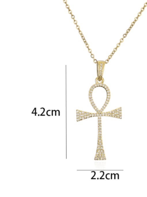 AOG Brass Cubic Zirconia Cross Vintage Regligious Necklace 3
