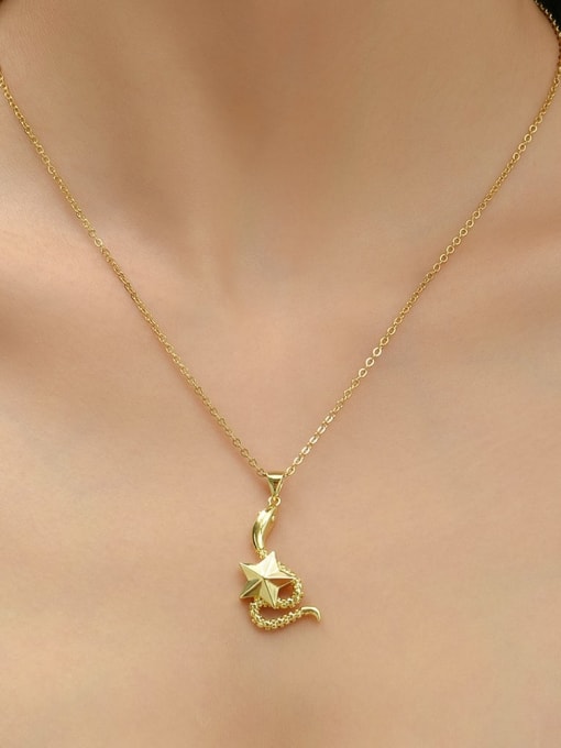 21139 Brass SnakeVintage Five-pointed star Pendant Necklace