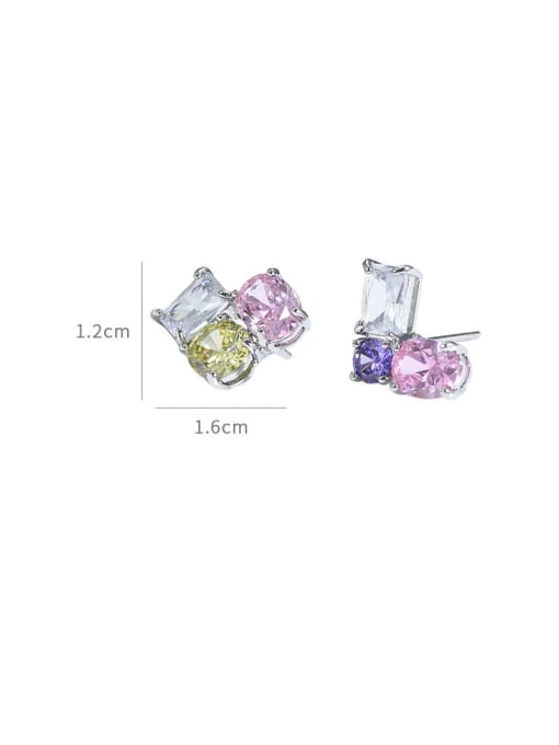 YOUH Brass Cubic Zirconia Heart Dainty Stud Earring 2