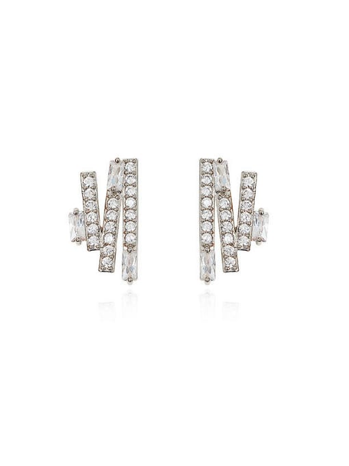 HYACINTH Brass Cubic Zirconia Geometric Minimalist Stud Earring