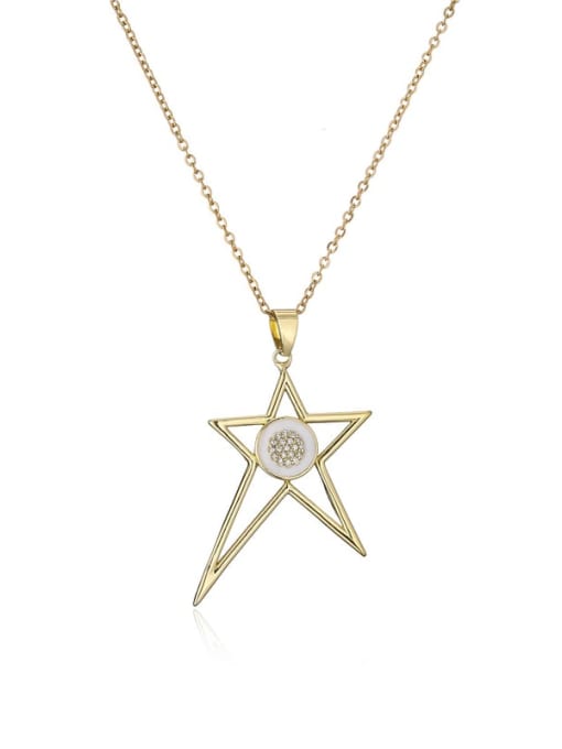 21164 Brass Rhinestone Enamel  Trend Five-pointed star Pendant Necklace