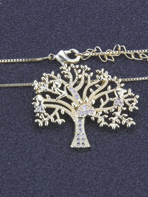 renchi Brass Cubic Zirconia Tree Vintage Necklace 1