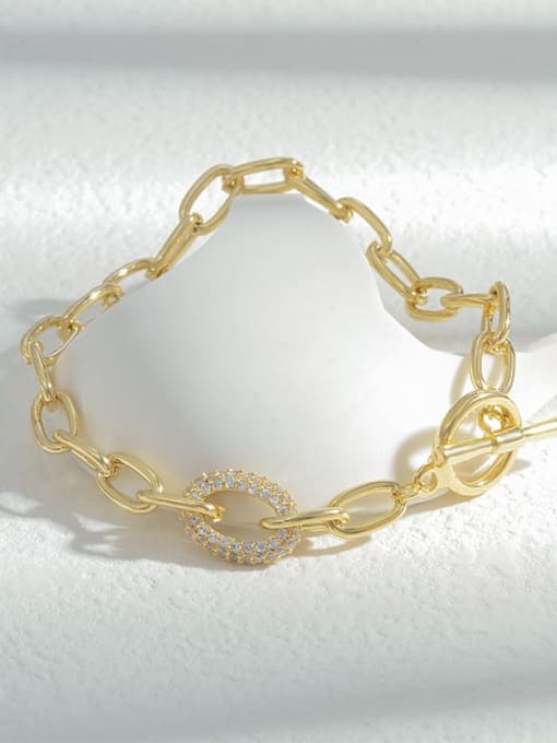 Gold S290 Brass Cubic Zirconia Geometric Trend Bracelet