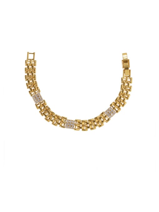 (pre sale) gold Brass Cubic Zirconia Geometric Artisan Bracelet