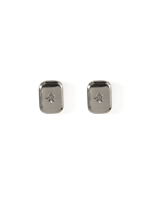 Silver square earrings Titanium Steel Cubic Zirconia Water Drop Minimalist Stud Earring