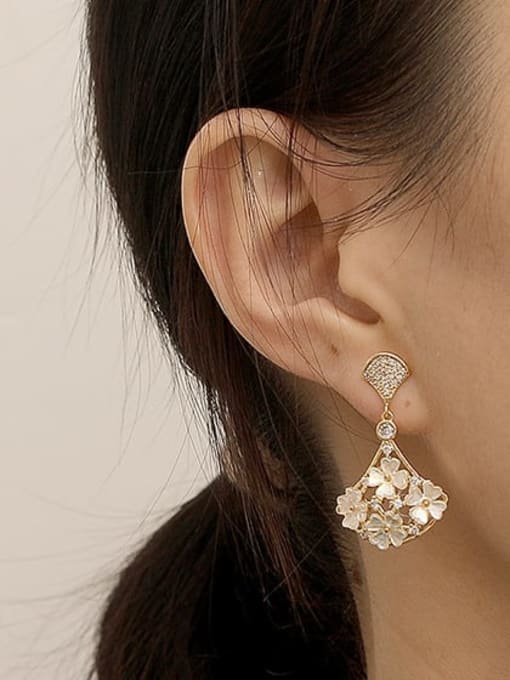 HYACINTH Brass Cubic Zirconia Geometric Vintage Drop Trend Korean Fashion Earring 1