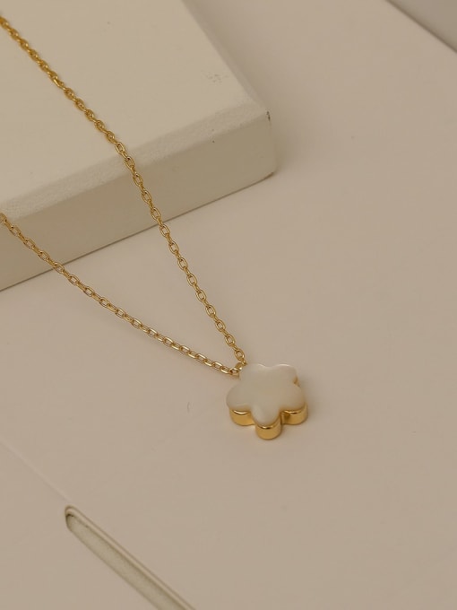 HYACINTH Brass Shell Flower Minimalist Trend Korean Fashion Necklace 0