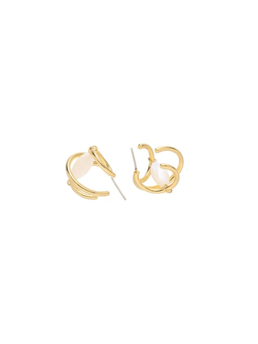 Five Color Brass Shell Irregular Minimalist Stud Earring