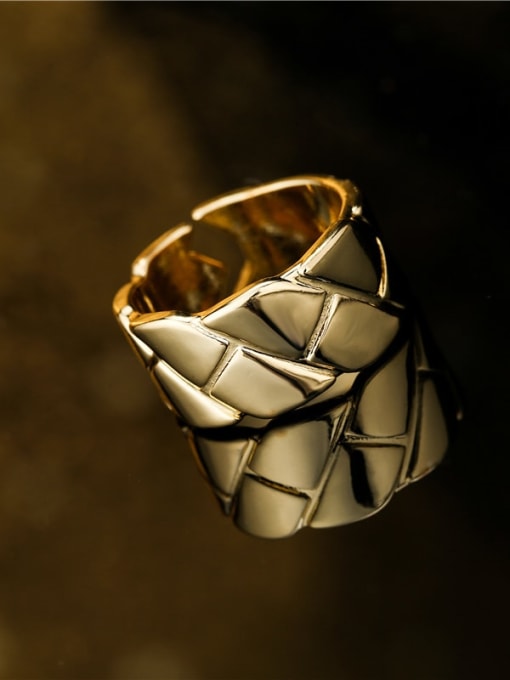 AOG Brass Smooth Geometric Vintage Band Ring 2