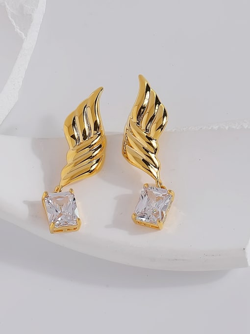 18k gold Brass Cubic Zirconia Geometric Minimalist Stud Earring