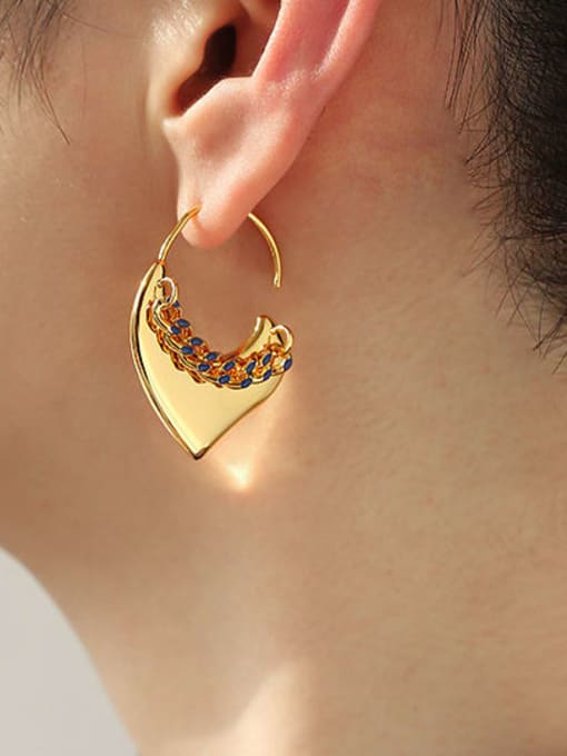 Blue -Single (left ear) Brass Enamel Heart Minimalist Single Earring(only one)