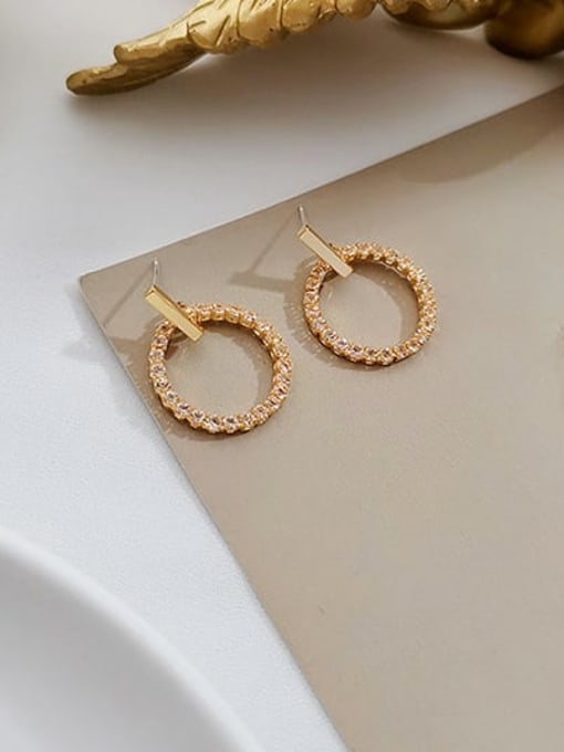 HYACINTH Copper Cubic Zirconia Geometric Minimalist Stud Trend Korean Fashion Earring 2