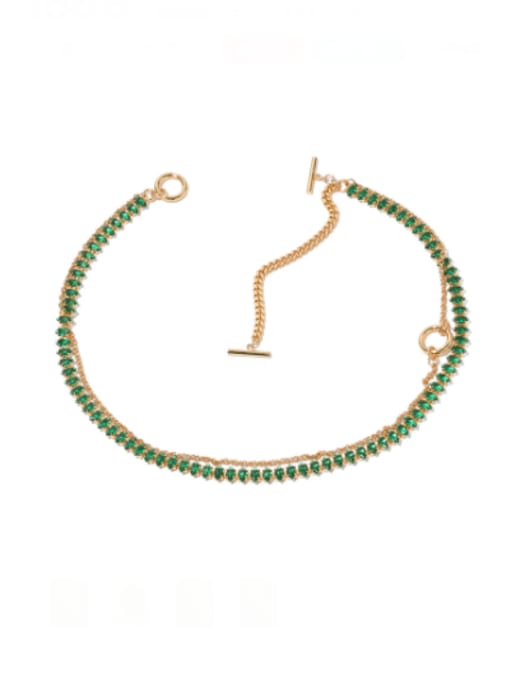 ACCA Brass Cubic Zirconia Geometric Vintage Multi Strand Necklace 0