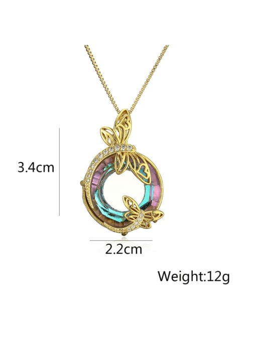 AOG Brass Glass Stone Geometric Minimalist Necklace 1