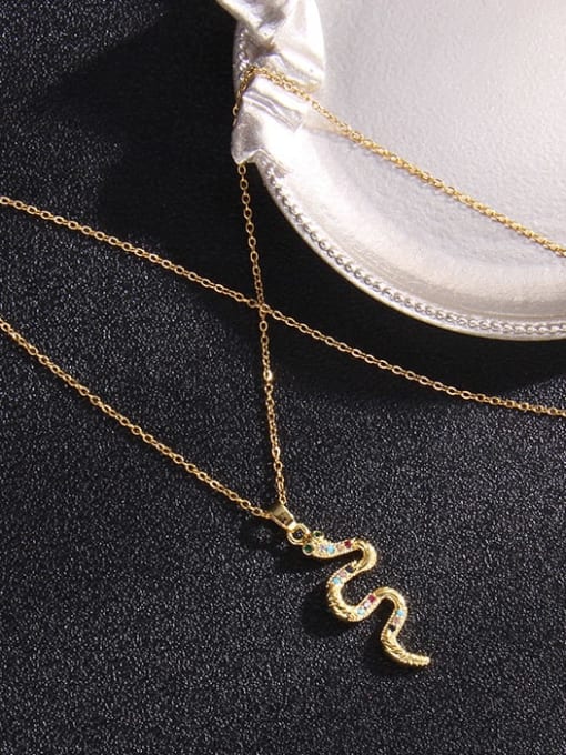 Color snake 10 a400 Copper Cubic Zirconia Snake Trend Necklace
