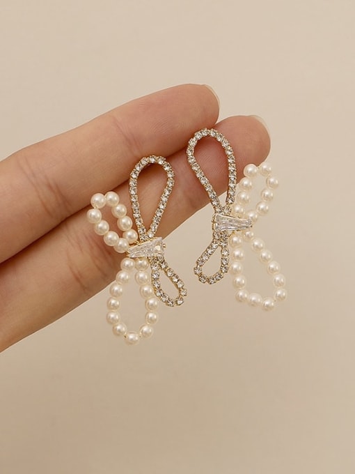 HYACINTH Brass Imitation Pearl Butterfly Artisan Stud Trend Korean Fashion Earring 2