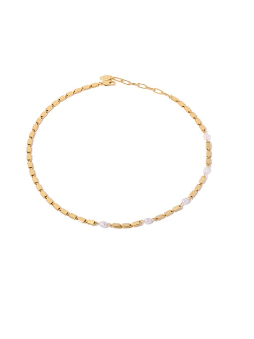 Pearl Necklace Brass Cubic Zirconia Irregular Vintage Necklace