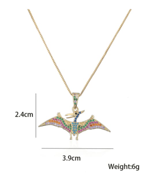 AOG Brass Cubic Zirconia  Vintage Dinosaur Pendant Necklace 4