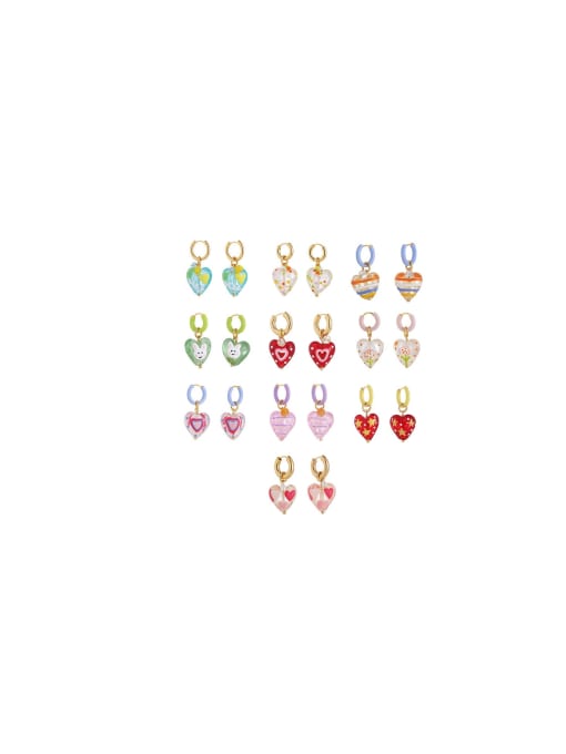 Five Color Brass Enamel Heart Cute Drop Earring 2