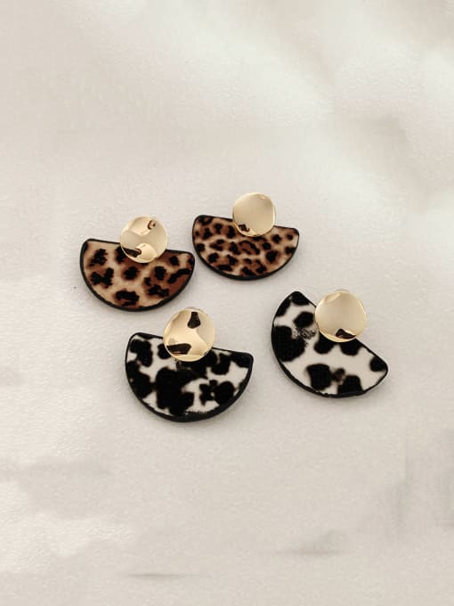 ZRUI Alloy Resin Geometric Vintage Scalloped Leopard Stud Earring/Multi-color optional 2