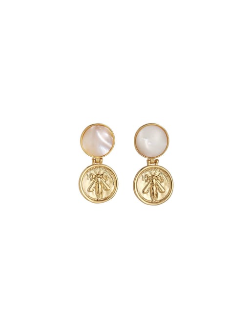 Five Color Brass Shell Round Dainty Stud Earring 0
