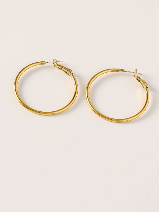 Nostalgic gold Brass Round Minimalist Hoop Trend Korean Fashion Earring