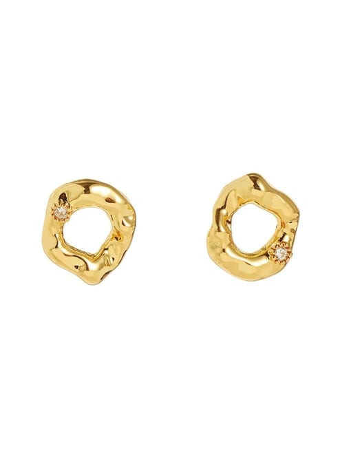 golden Brass Geometric Minimalist Stud Earring
