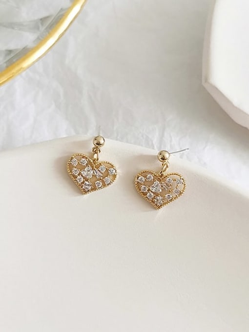 HYACINTH Copper Cubic Zirconia Heart Cute Stud Trend Korean Fashion Earring 3