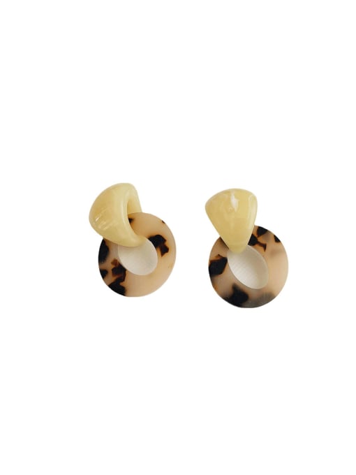 B167 Beige leopard Earrings Resin Geometric Vintage Personalized leopard print Drop Earring