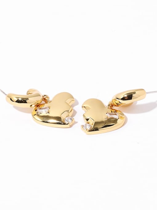 TINGS Brass Cubic Zirconia Heart Vintage Drop Earring 3