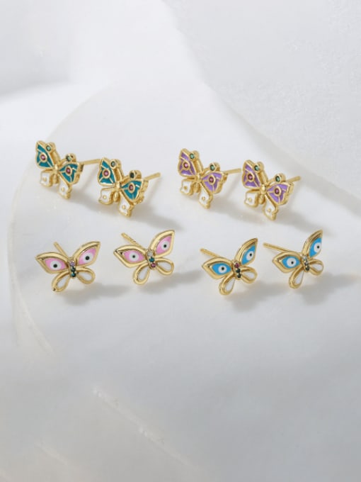 AOG Brass Enamel Butterfly Cute Stud Earring 0