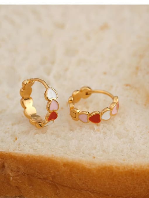 Five Color Brass Enamel Heart Dainty Stud Earring 2