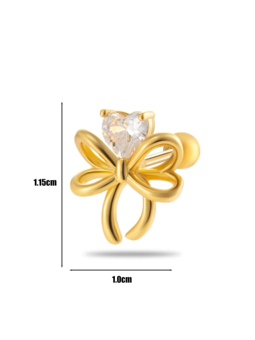 9# Gold-- Single Brass Cubic Zirconia Bowknot Tassel Trend Single Earring