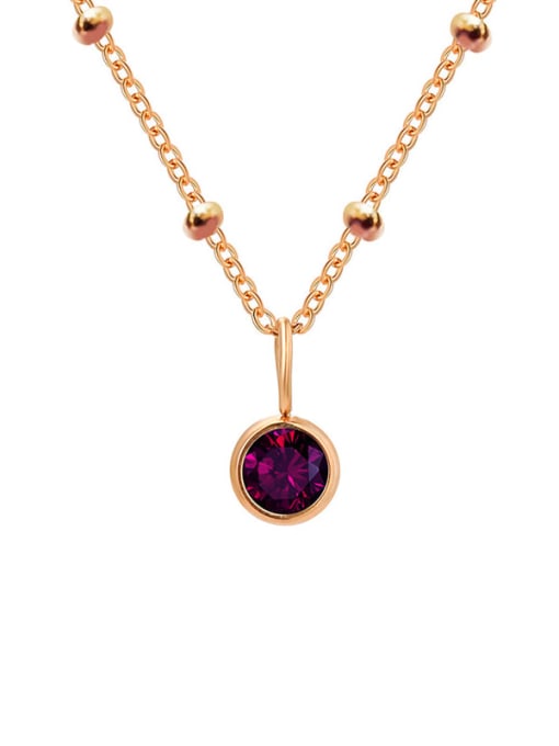 June Purple Rose Gold Stainless steel Birthstone Geometric Minimalist Necklace