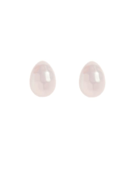 Five Color Brass Freshwater Pearl Water Drop Minimalist Stud Earring 0