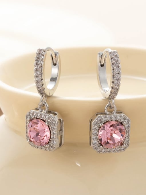 47 Pink  Steel  (pair) Brass Cubic Zirconia Geometric Dainty Single Earring