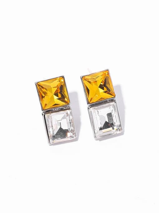 Yellow Earrings Brass Cubic Zirconia Geometric Trend Drop Earring