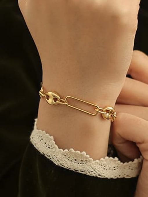 ACCA Brass Geometric Chain Vintage Link Bracelet 1