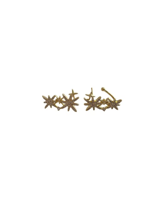 F181 star ear bone clip Brass Cubic Zirconia Star Dainty Stud Earring